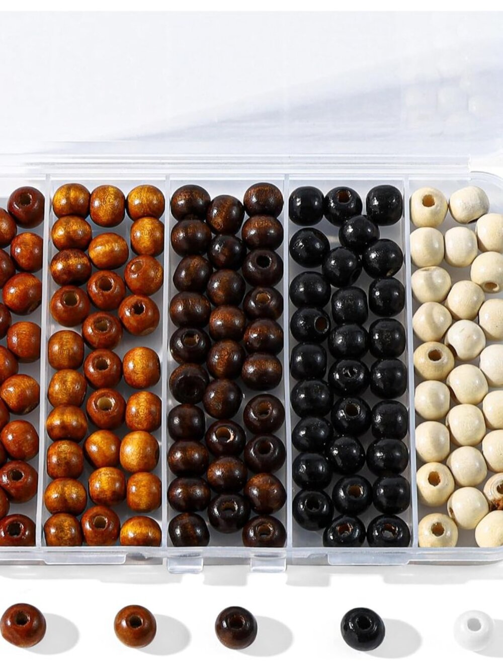 140pcs Large Hole Wooden Beads for Crafts, 5 Colors Vintage Unfinished Wood Hair